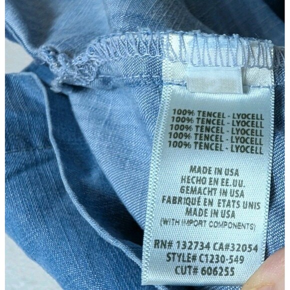 Anthropologie Cloth & Stone Chambray Top Shirt Short Sleeve Womens Small S 159 - Picture 4 of 5